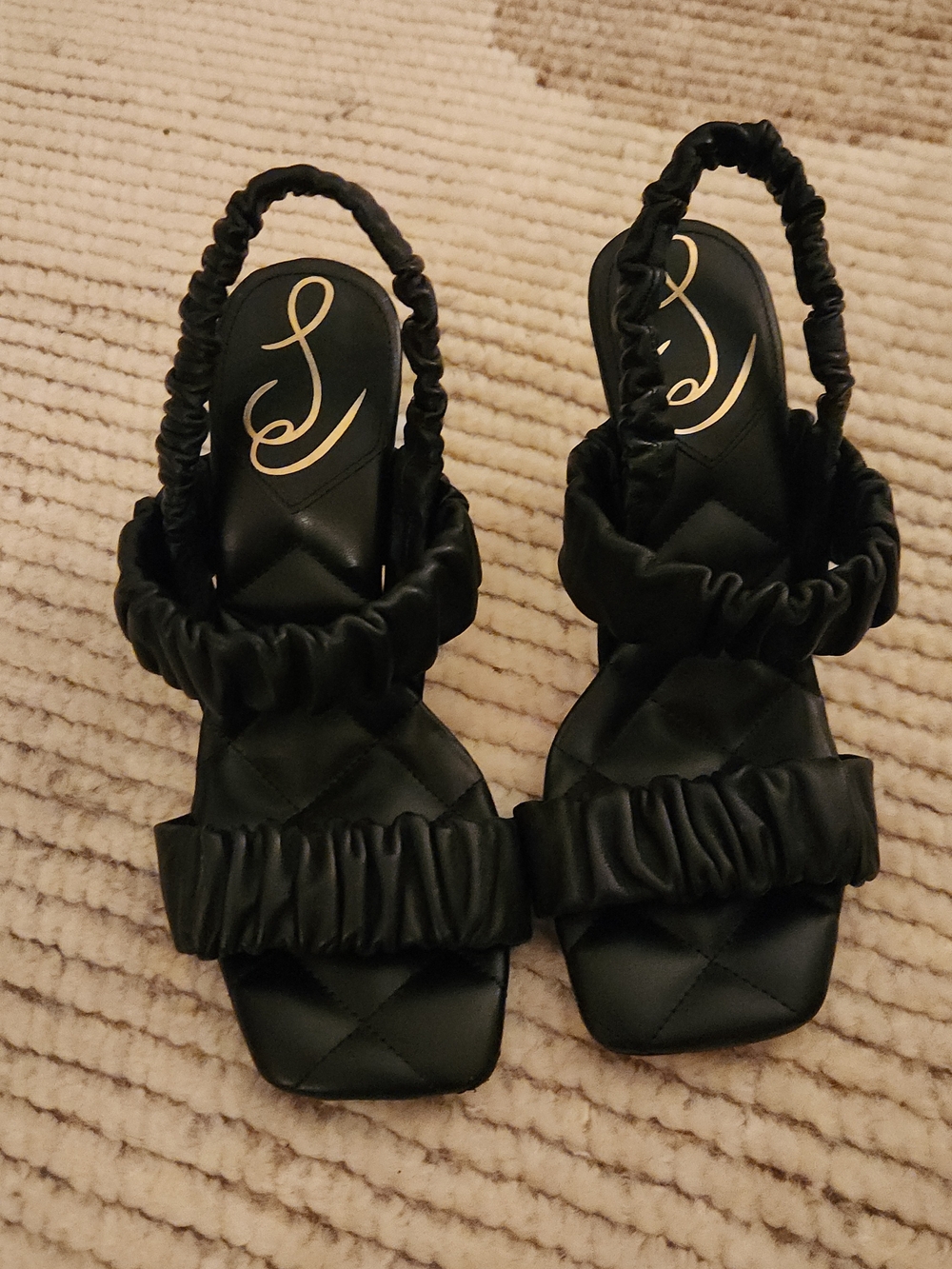 Sam Edelman Black Ruched Slingback Heeled Sandals
